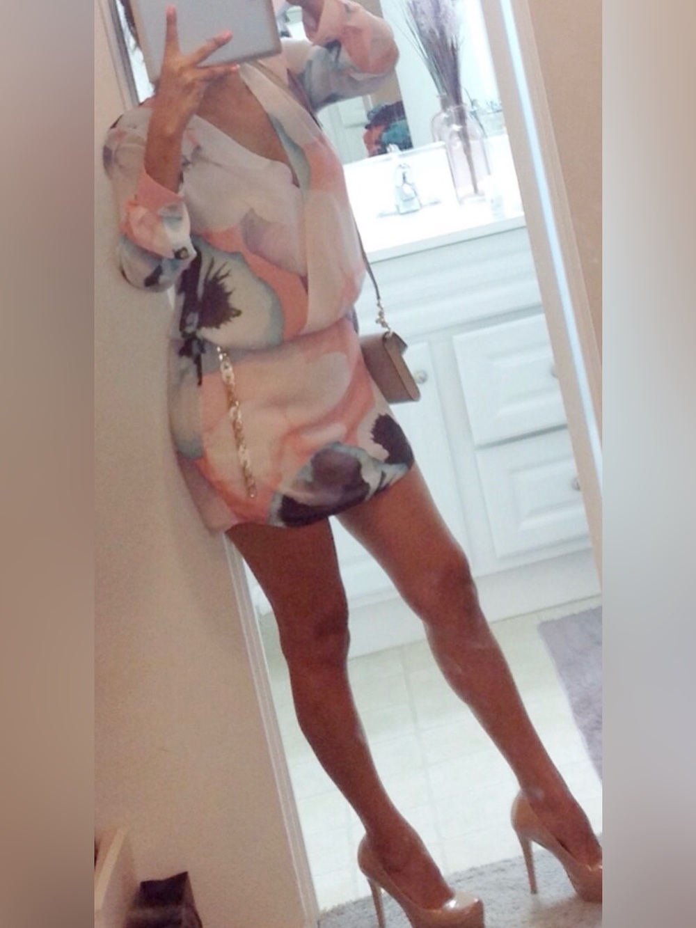 MARCIANO … XS Pastel Abstract Print Mini Dress V-Neck